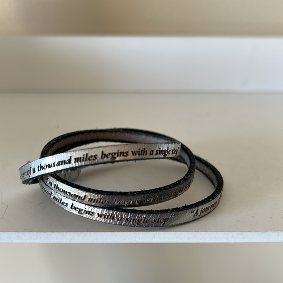 AMEN silver leather wrap bracelet engraved with our journey… - Picture 8 of 10